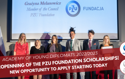 Składanie wniosków o stypendium Fundacji PZU dla Akademii Młodych Dyplomatów jest ponownie możliwe!